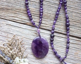 Breathtaking AA Grade Trapiche Amethyst Cabochon Mala Bead Necklace High Grade Amethyst Beads One of kind