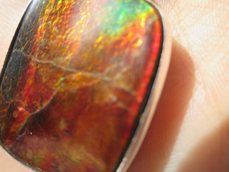 Grade Rare Ammolite Sterling Silver Pendant Necklace AAA
