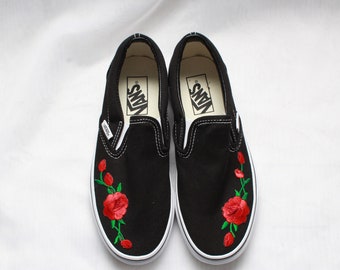 vans rose slip ons