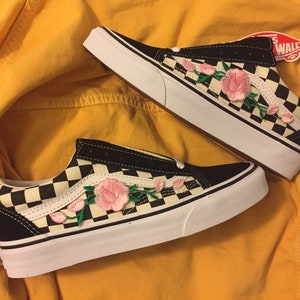 Checkered old skool pink rose vans unisex back to school gift for her birthday chirstmas gift 2019