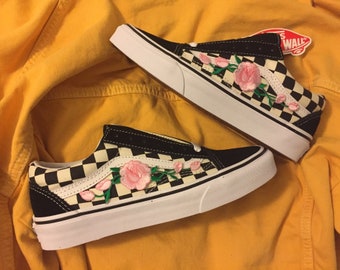 vans with pink roses