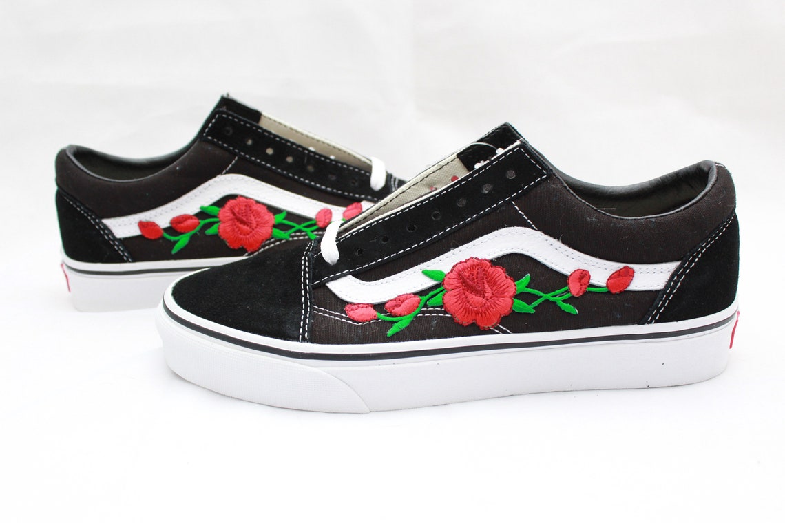 Red Rose Vans Old Skool Back to School Summer Time Unisex Etsy