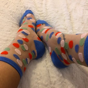 Sheer socks, cute socks, funny socks, polka dots socks, for her, summer time, fashion