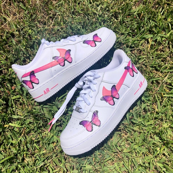 NEW Pink Butterfly Custom Air Force 1 Sneakers