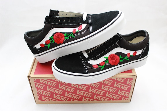 Red rose vans old skool back to school 