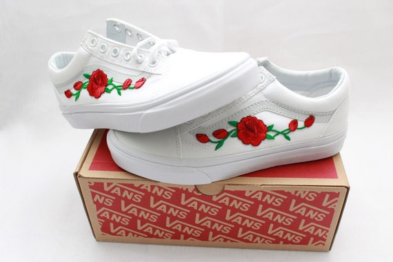 Red rose vans old skool back to school 