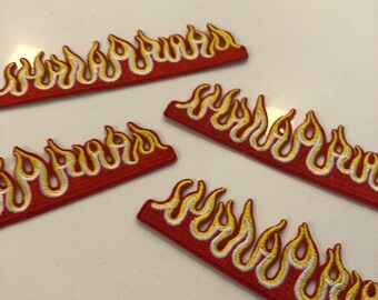 fire red and gold patches iron on