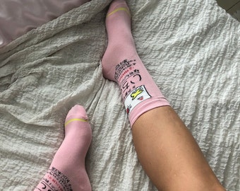 cotton woman socks fun socks pink socks chines lettering socks casual socks