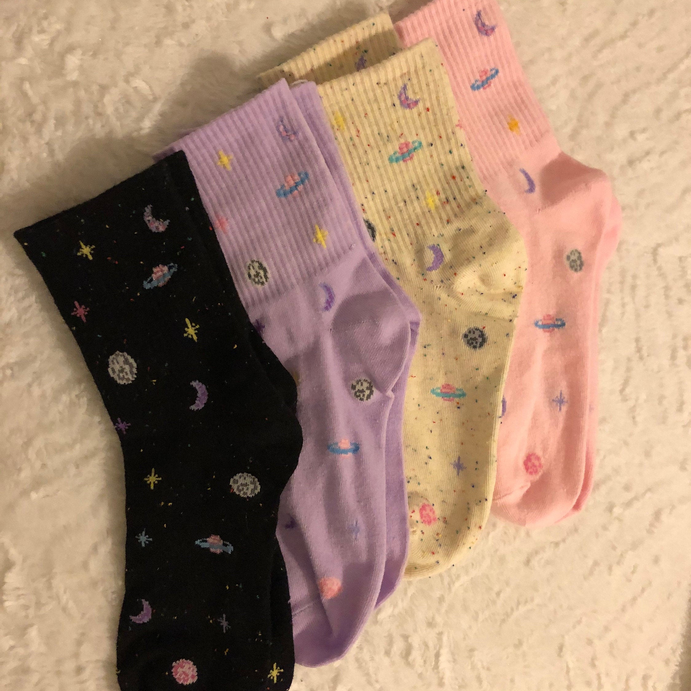 universe socks , cute socks, woman socks, fetish socks, cotton socks, moon and star socks , gift for her.