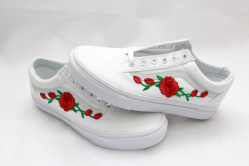 Red Rose Vans Old Skool Back to School Summer Time Unisex Etsy