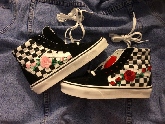 pink checkered old skool vans