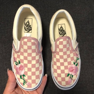 pink vans checkered