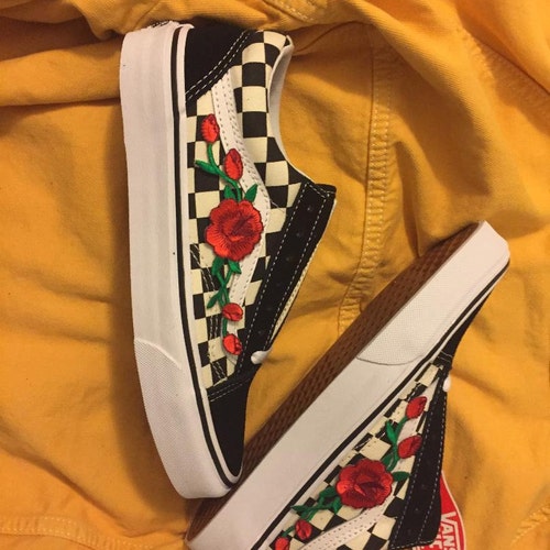 vans checkered with flowers