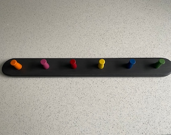 Multicoloured Wooden Hand Made Coat Hooks / Pegs Ideal for Childrens Room Handmade in UK