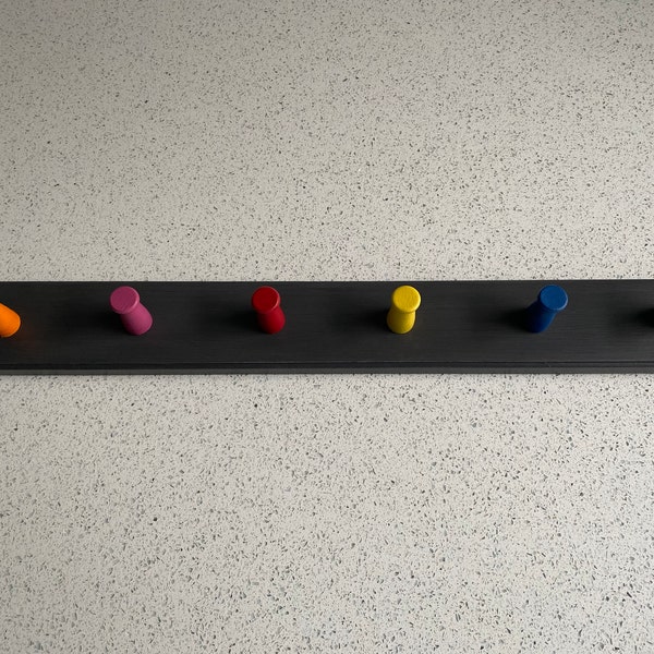 Multicoloured Wooden Hand Made Coat Hooks / Pegs Ideal for Childrens Room Handmade in UK