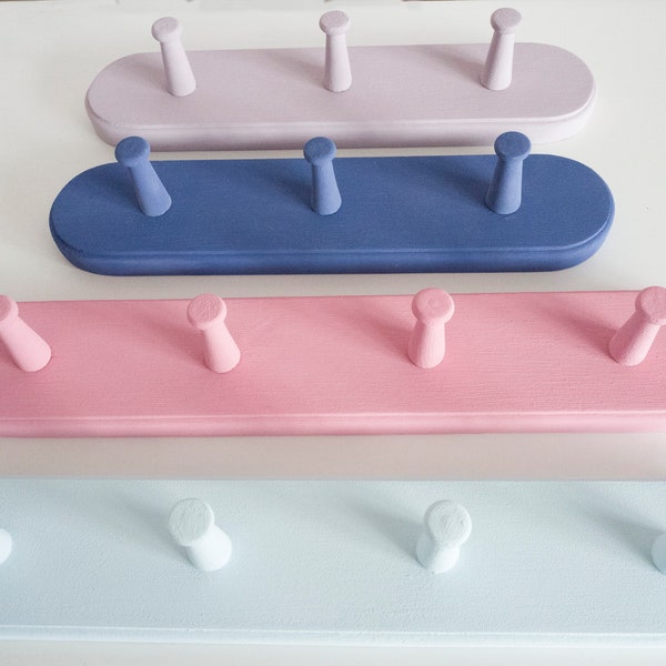 Colourful Wooden Shaker Style Coat Hooks available in a variety of colours and sizes handmade in UK