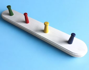 Multicoloured Wooden Hand Made Coat Hooks / Pegs Ideal for Children's Room Handmade in UK