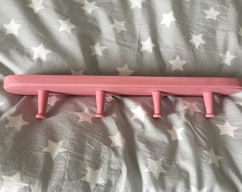 Shaker Style Wooden Coat Hooks Finished in Dusky Pink with 4 Pegs Handmade in UK