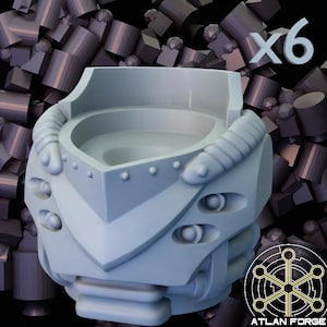 May include: A light gray, futuristic-looking object with a circular interior and detailed exterior. The object has a series of circular and oval-shaped features, with a textured, ribbed design on the sides. The number "x6" is visible in the upper right corner. The object is likely a component for a larger model.
