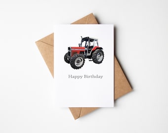 Personalised tractor greeting card birthday, anniversary, Massey Ferguson card Father’s Day card