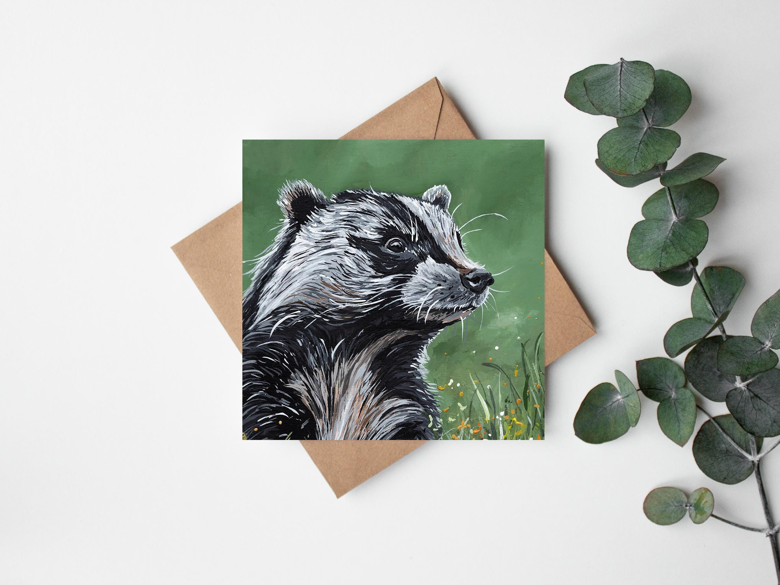 Badger Greeting Card: "The Forager" Blank Card for Nature Lovers