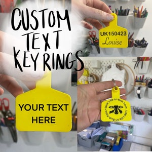 CUSTOM text cattle tag cow tag keyrings keychains
