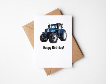 Personalised new Holland tractor greeting card birthday card farming fathers day