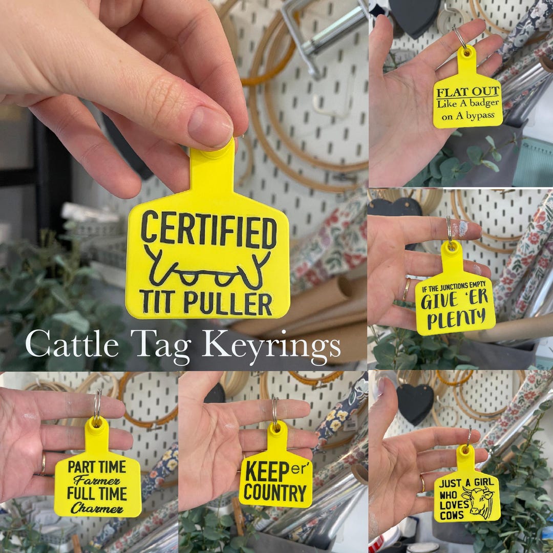 Farm Key Rings Cow Tag Keyrings | Farmer Gift, Novelty Keychain - Etsy UK