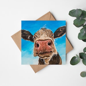 Biglietto di auguri a forma di mucca, "Elsie" la mucca, biglietto di compleanno vuoto all'interno, anniversario, biglietto di ringraziamento, biglietto di auguri per occasioni speciali, a tema agricolo