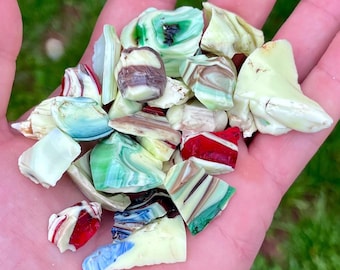 Rainbow Mix- Minis, uranium slag glass cullet chunks, Houze Convex Glass Co.