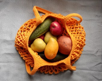 Crochet market bag, zero waste farmers market bag, reusable shopping bag, handmade eco friendly bag, net mesh string tote