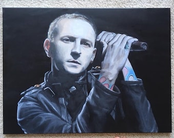 Pintura al óleo de Chester Bennington, retrato de un ícono del rock