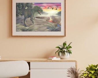 Impresión de dinosaurio (giganotosaurio) de 8,5 x 11 pulgadas