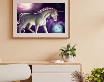 Impresión de unicornio espacial de 8,5" x 11"