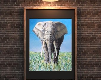 Impresión de elefante de 8,5" x 11"