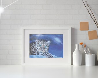 Impresión de leopardo en la nieve de 8,5" x 11"