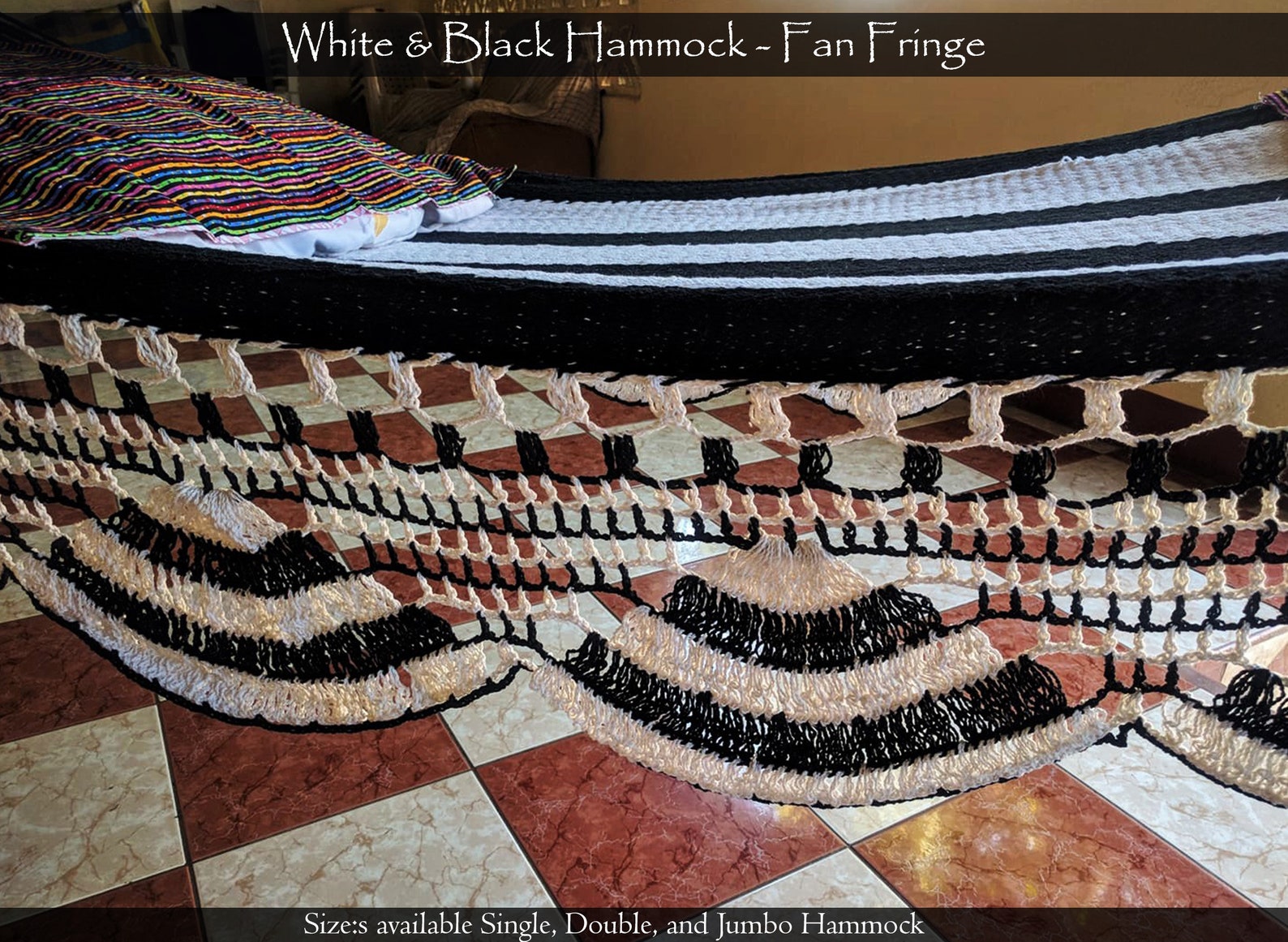 Black and White Hanging Hammock Fringe | Etsy