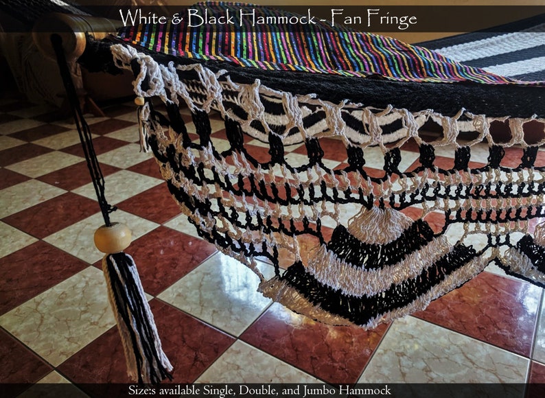 Black and White Hanging Hammock Fringe | Etsy