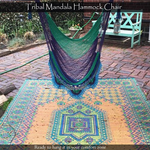 Fuchsia Sitting Hammock Hanging Chair Natural Cotton and Wood Etsy