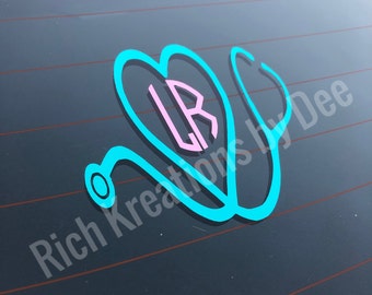 Monogram Hart Stethoscoop Decal