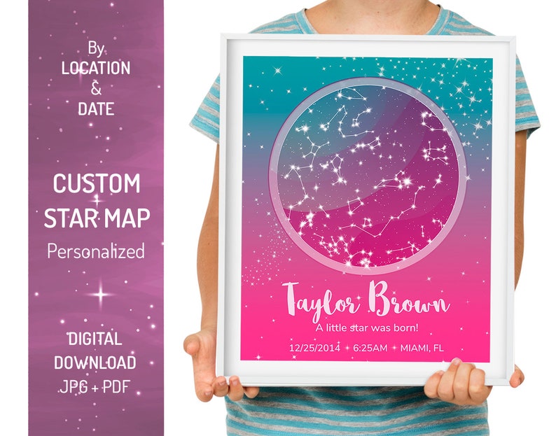 Day You Were Born Printable Star Map Sky Map Star Map Gift Etsy