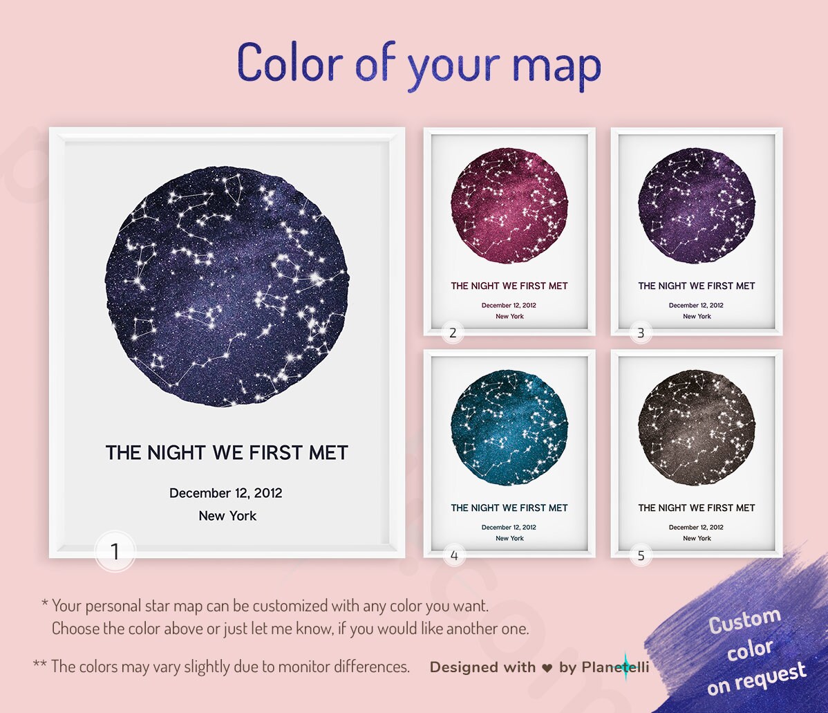 Star Map Print Personalized Sky Map Custom Gift for Couple Etsy