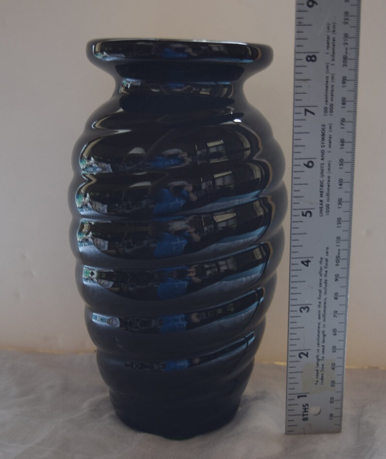 Vintage Haeger Black Swirl Vase Etsy