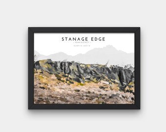 Stanage Edge Print | Peak District Print | Derbyshire Print | Climbing Print | Stanage Edge Art | Landscape Art | Gritstone | Climbing