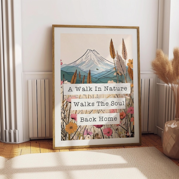 Nature Walk Quote Print: Retro Hiking Art, Inspirational Typography