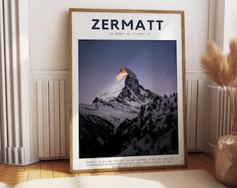 Zermatt Ski Art Print: Alps Mountain Home Decor