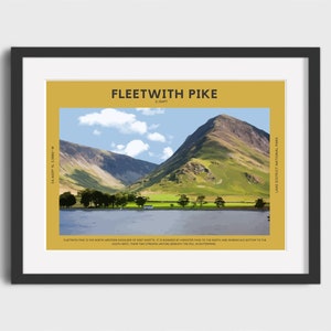 Fleetwith Pike Travel Poster - Wainwright Print - Buttermere Print - Lake District National Park Art