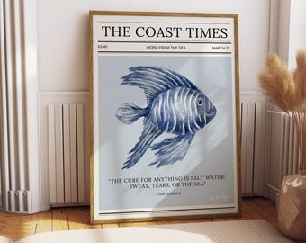 Coastal Fish Print: Seaside Typography Wall Art