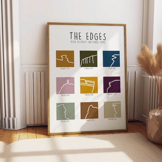 Peak District Line Art Print: Minimalist Line Art, Gritstone Edges, Climbing Gift