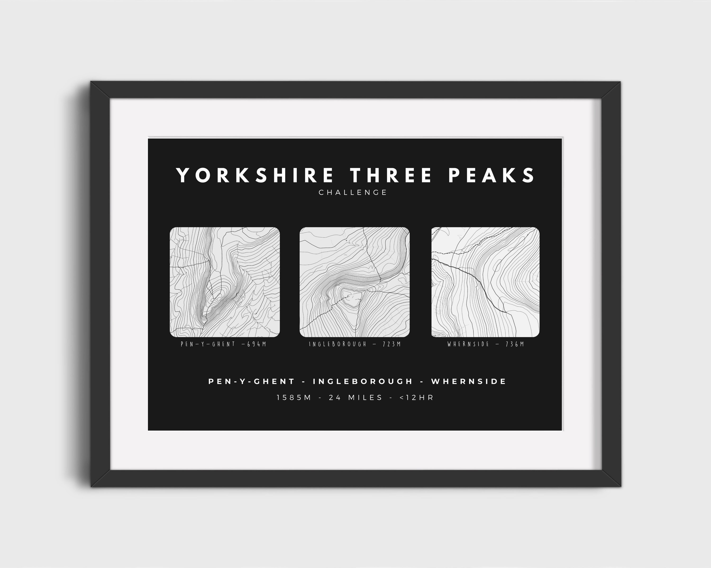 Yorkshire Three Peaks Challenge Print Yorkshire 3 Peaks Etsy UK